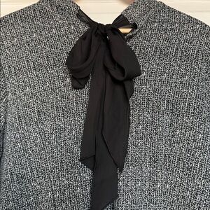 Elegant Black and Gray Women's Dress- bow tie in back